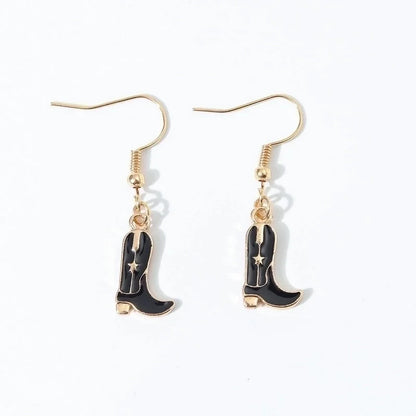 6 Pieces Fashion Style Earrings Western Cowboy Girl Oil Drop Boots Earrings High Heels Earring