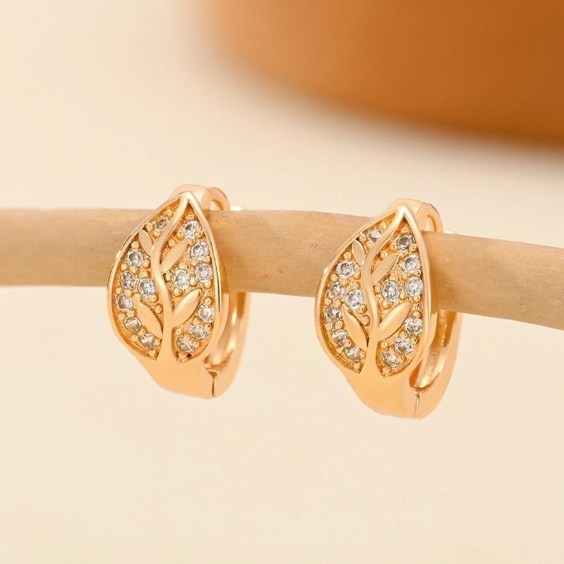 1 Pair Minimalist Solid Color Copper Zircon Earrings