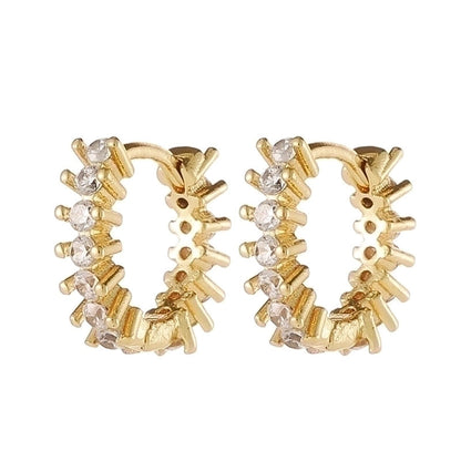 Fashion Water Droplets Copper Hoop Earrings Inlay Zircon Copper Earrings