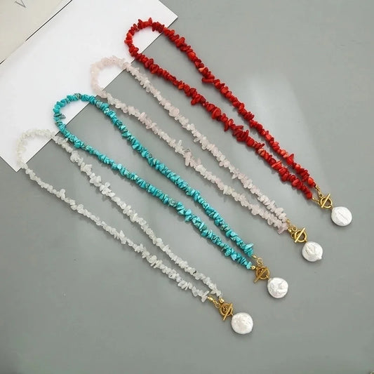 Casual Irregular Freshwater Pearl Gravel Pendant Necklace In Bulk