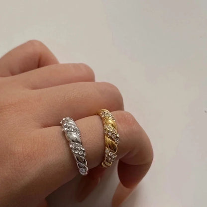 304 Stainless Steel 16K Gold Plated White Gold Plated Gold Plated Retro Plating Geometric Rings