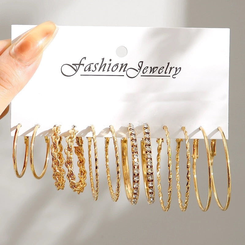 Retro Geometric Alloy Artificial Pearl Hoop Earrings 1 Set