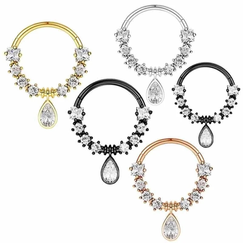 1 Piece Nose Rings & Studs Minimalist Classic Style Solid Color 304 Stainless Steel Inlay Nose Rings & Studs