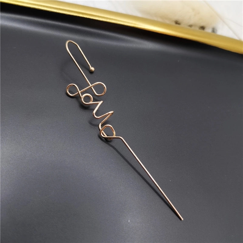2 Pieces Trendy Zircon Ear Hook Piercing Ear Pin Female Net Red Personality Design Surrounding Ear Bone Clip Oblique Line Earrings