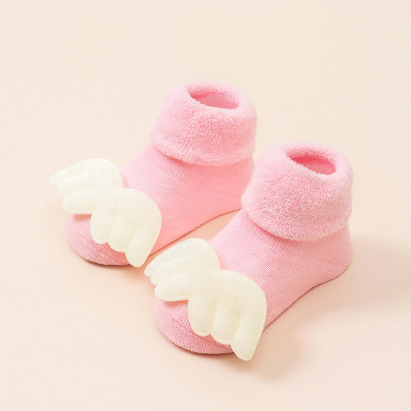 New Newborn Baby Socks Autumn And Winter A Cotton Red Terry Fleece-lined Thickened Non-slip Baby Christmas Floor Socks 1