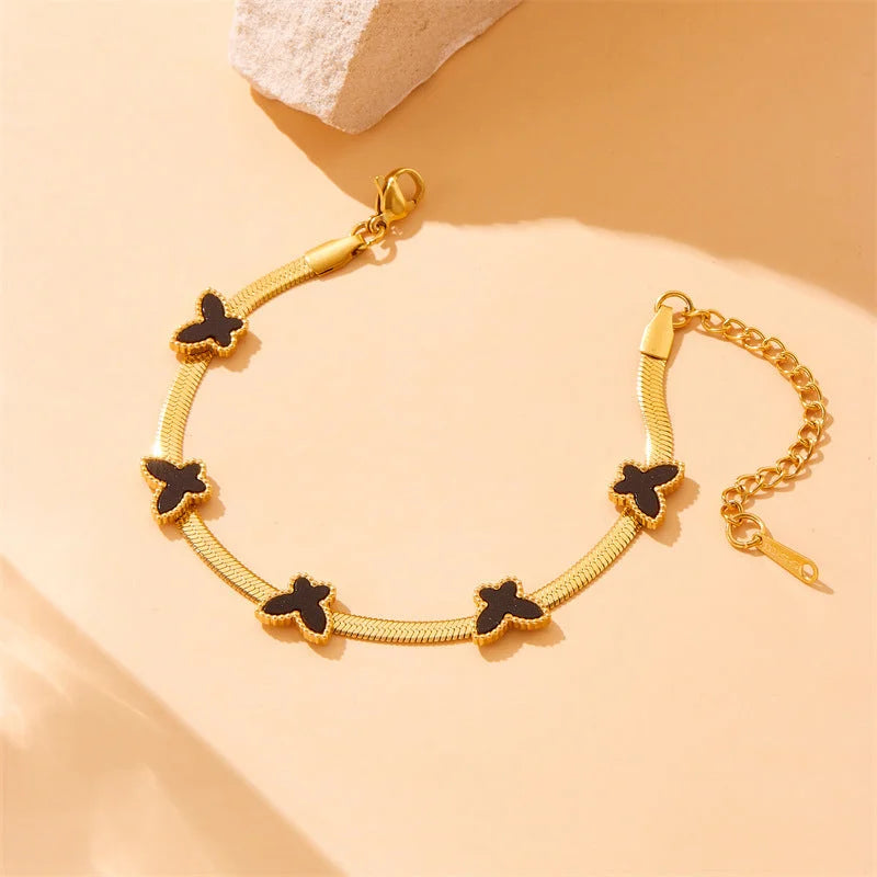 Women Fashion Butterfly Insect Stainless Steel Electroplating Bracelets