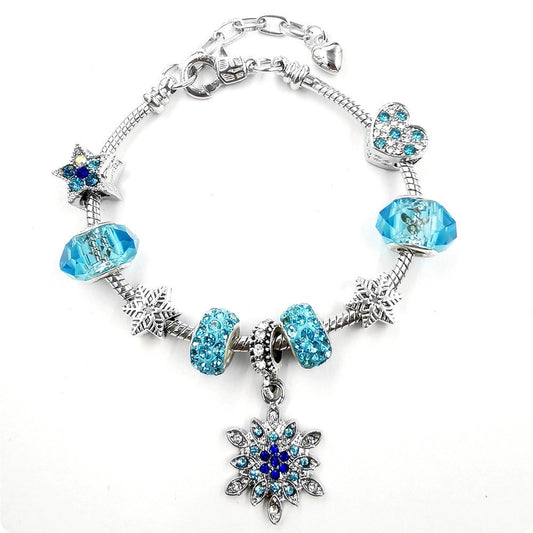 DIY Jewelry Christmas Heart Snake Bone Chain Birthday Gift Crystal Snowflake Five-pointed Star Panjia Bracelet