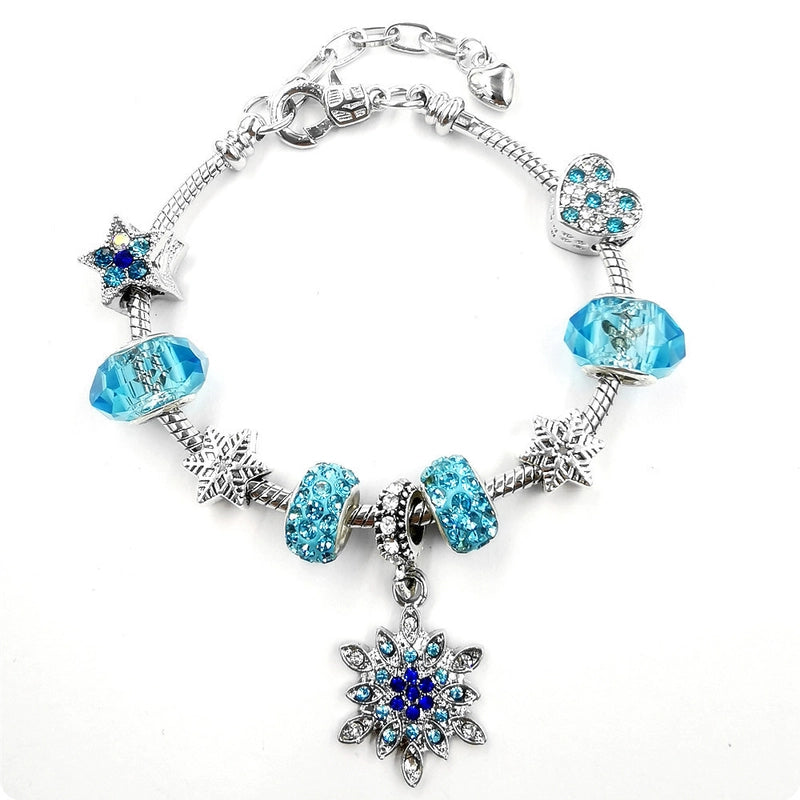 DIY Jewelry Christmas Heart Snake Bone Chain Birthday Gift Crystal Snowflake Five-pointed Star Panjia Bracelet