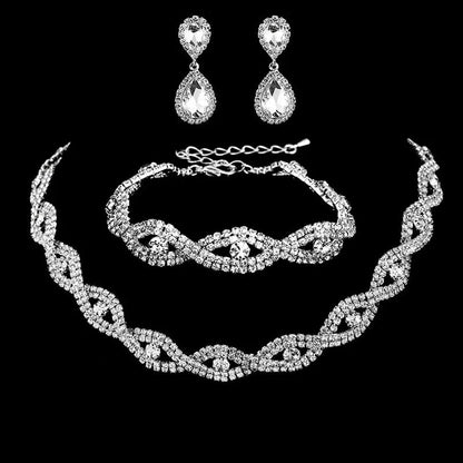 Minimalist Solid Color Rhinestone Inlay Zircon Jewelry Set