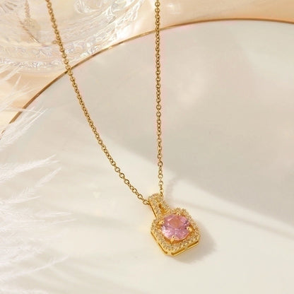 2 Pieces Vintage Style Heart Shape Flower Bow Knot Titanium Steel Copper Tassel Plating Inlay Zircon Pendant Necklace