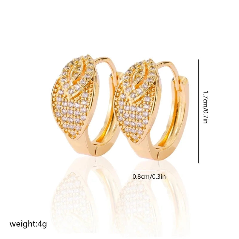 1 Pair Minimalist Solid Color Copper Zircon Earrings