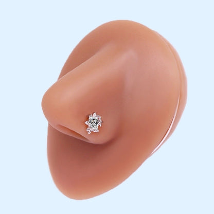 Minimalist Star Graffiti Flame Stainless Steel Epoxy Plating Inlay Artificial Rhinestones Zircon White Gold Plated Gold Plated Nose Studs