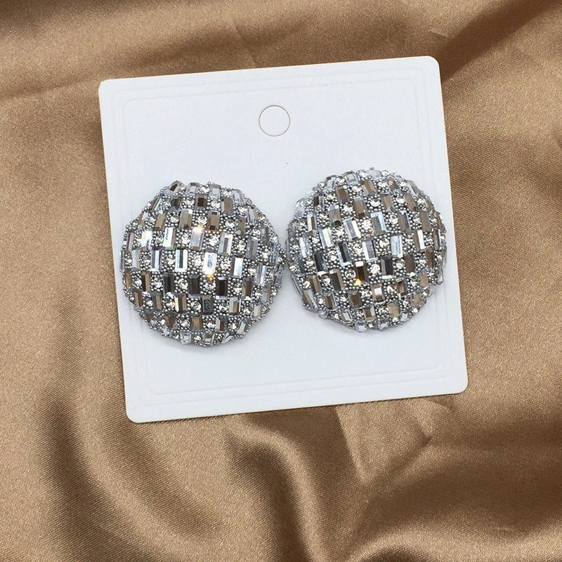 2 Pieces Minimalist Commute Geometric Inlay Copper Zircon Drop Earrings