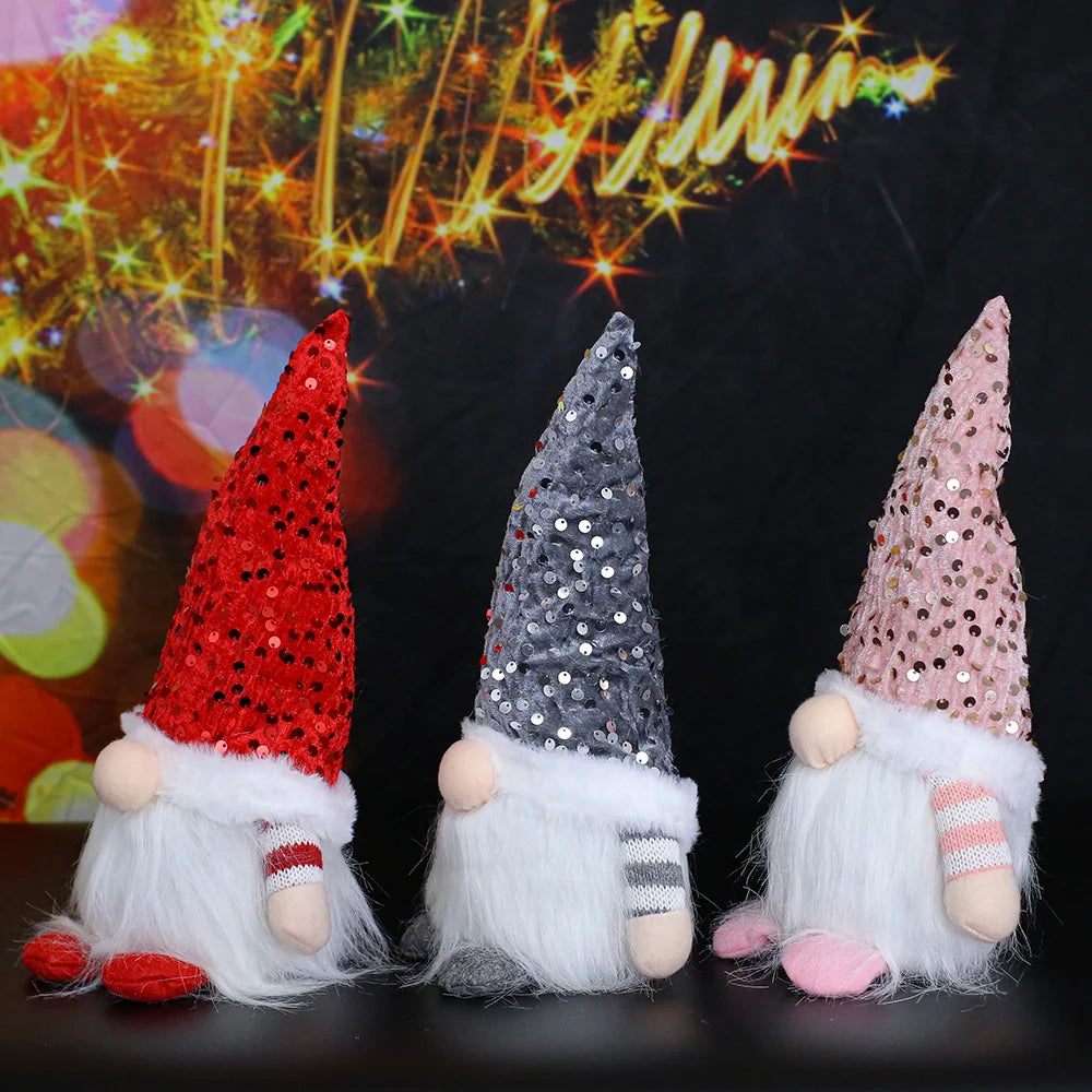 3 Pieces Christmas Decoration Lighted Gnome Figurine Rudolph Christmas Gift Ornament