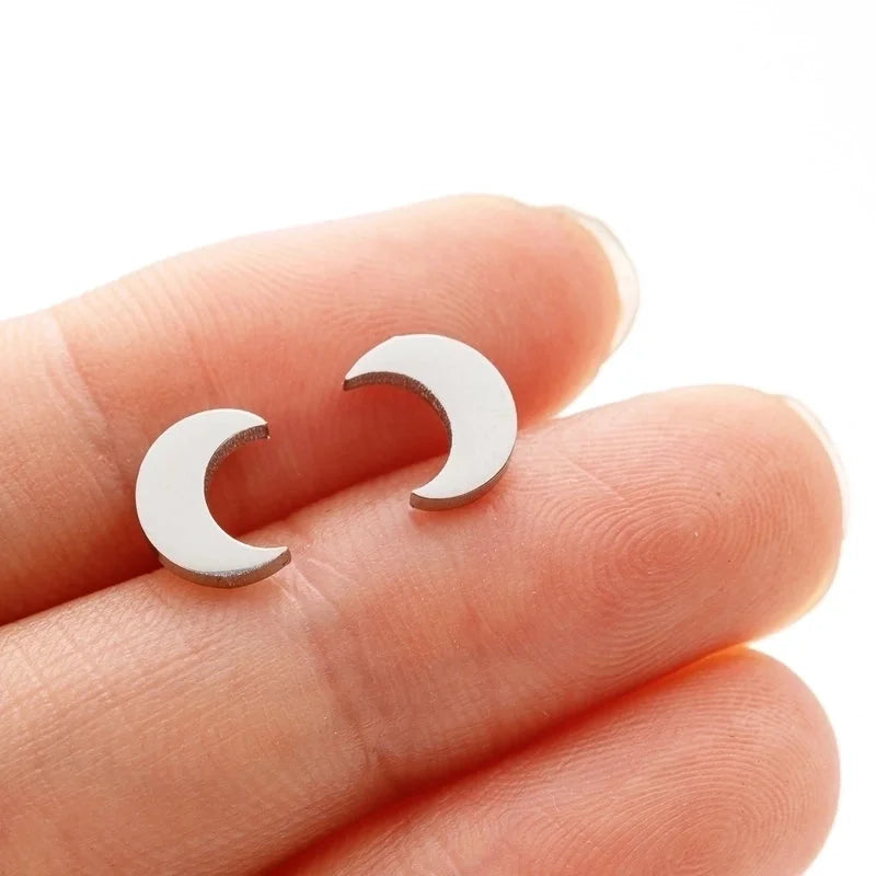 1 Pair Minimalist Classic Style Round Star Moon Hollow Out 304 Stainless Steel 18K Gold Plated Ear Studs