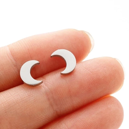 1 Pair Minimalist Classic Style Round Star Moon Hollow Out 304 Stainless Steel 18K Gold Plated Ear Studs