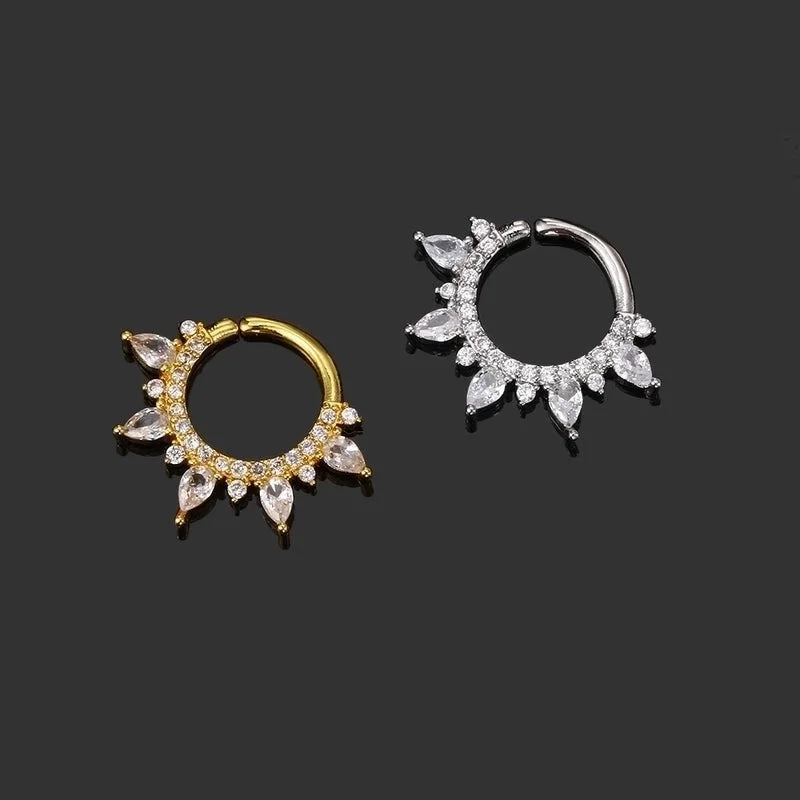 1 Piece Ear Cartilage Rings & Studs Minimalist IG Style Geometric Artificial Crystal Copper Inlay Zircon Ear Cartilage Rings & Studs