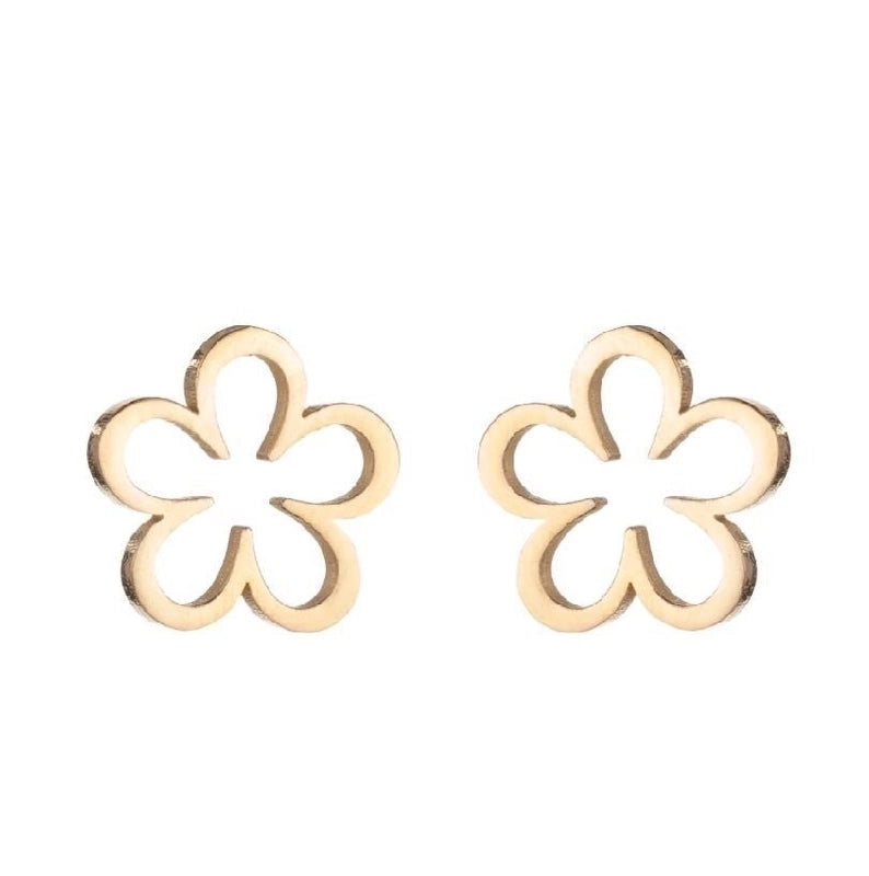 1 Pair Fashion Flower Plating 304 Stainless Steel 18K Gold Plated Ear Studs