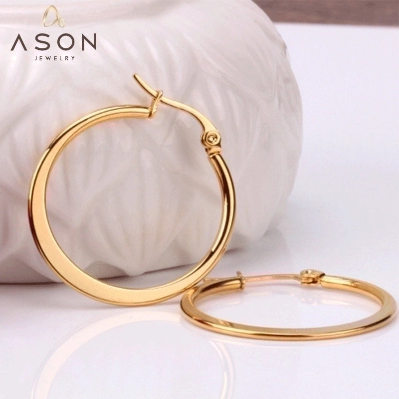 Minimalist Heart Shape Stainless Steel Plating Earrings 1 Pair