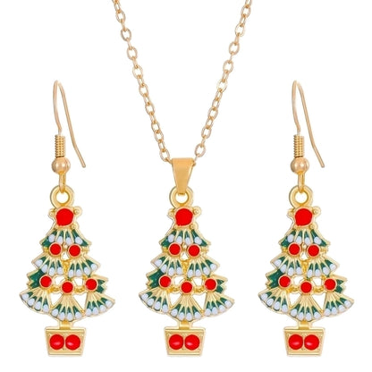 Cartoon Style Snowman Elk Alloy Plating 14k Gold Plated Christmas Women's Earrings Necklace