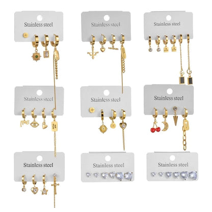 1 Set Minimalist Classic Style Heart Shape Inlay 304 Stainless Steel Rhinestones Drop Earrings