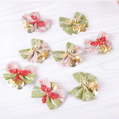Factory Direct Christmas Bow With Iron Bell Decoration Christmas Wreath Mini Bow With Bell