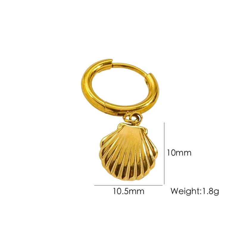 3 Pieces Beach Tortoise Starfish Shell Plating 304 Stainless Steel 14K Gold Plated Earrings