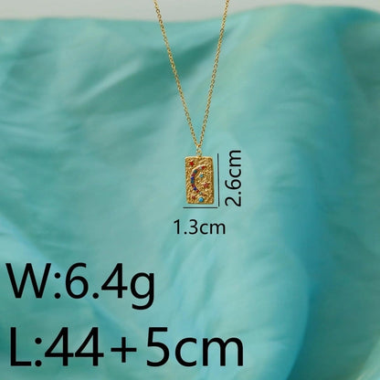 Hip-Hop Classic Style Cross Devil's Eye Star 304 Stainless Steel Zircon 18K Gold Plated Pendant Necklace