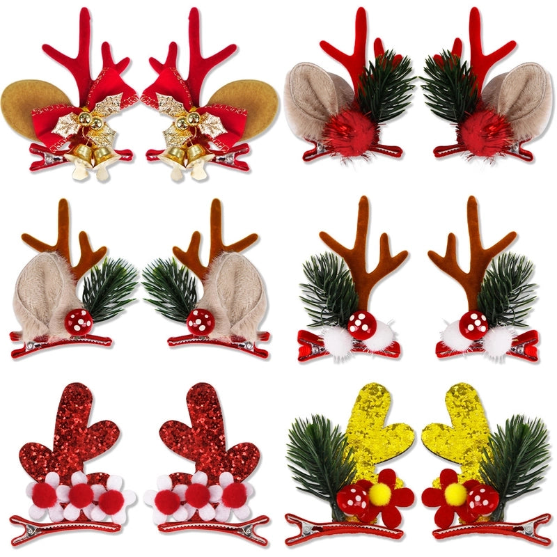 Christmas Cartoon Style Cute Bell Elk Family Gathering Party