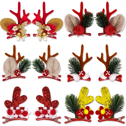 Christmas Cartoon Style Cute Bell Elk Family Gathering Party