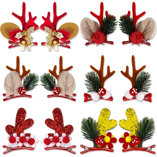Christmas Cartoon Style Cute Bell Elk Family Gathering Party