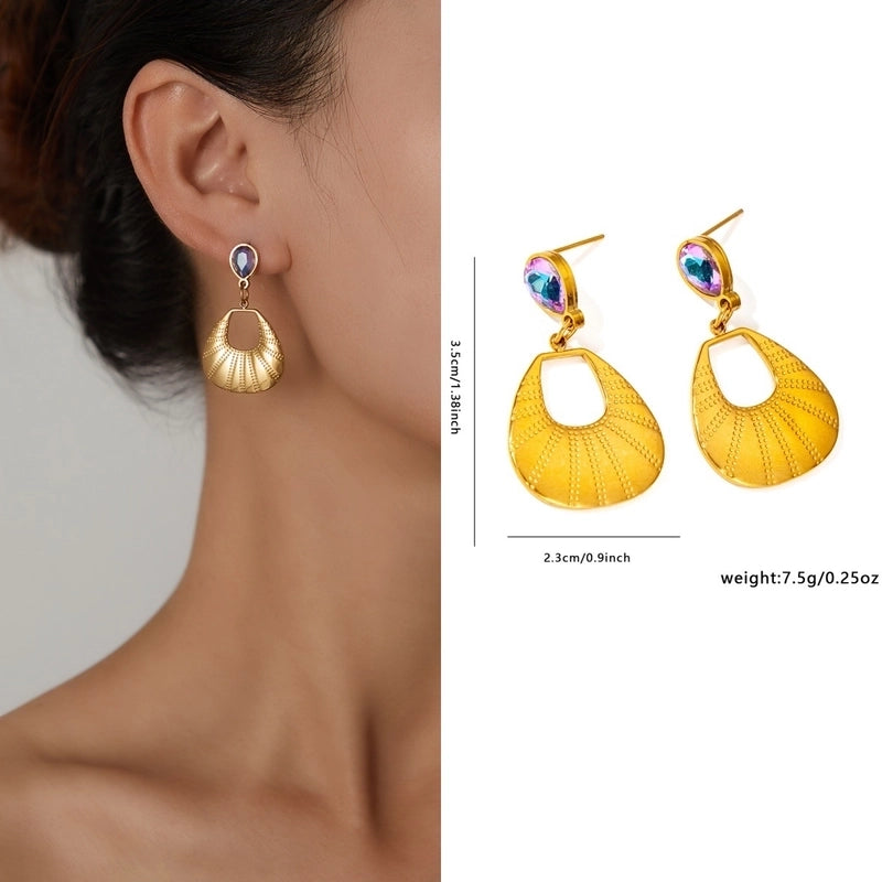 1 Pair Retro Minimalist Geometric Plating Titanium Steel Drop Earrings Ear Studs