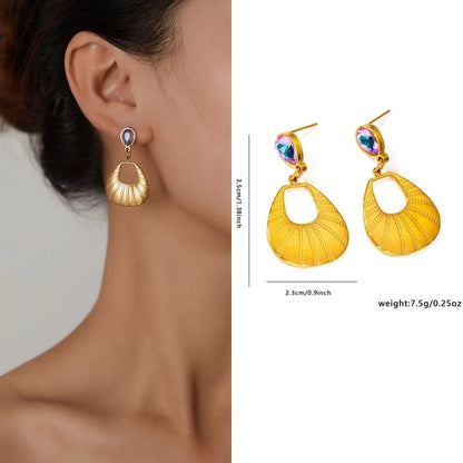 1 Pair Retro Minimalist Geometric Plating Titanium Steel Drop Earrings Ear Studs