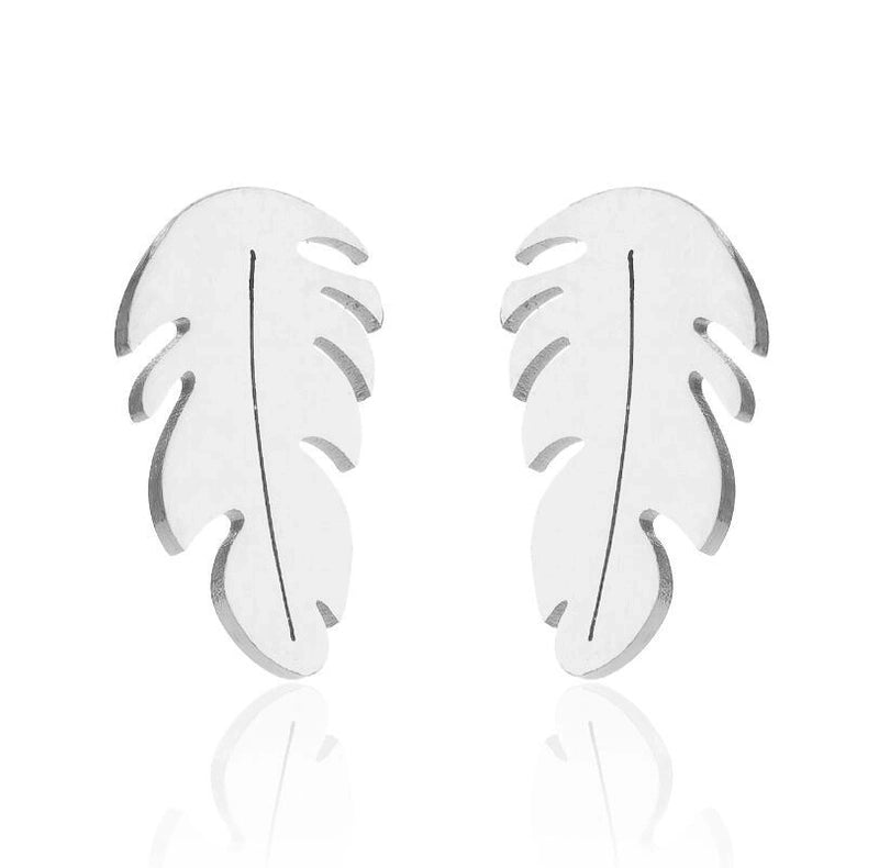 1 Pair Minimalist Feather Plating 201 Stainless Steel 18K Gold Plated Ear Studs