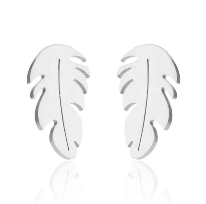 1 Pair Minimalist Feather Plating 201 Stainless Steel 18K Gold Plated Ear Studs