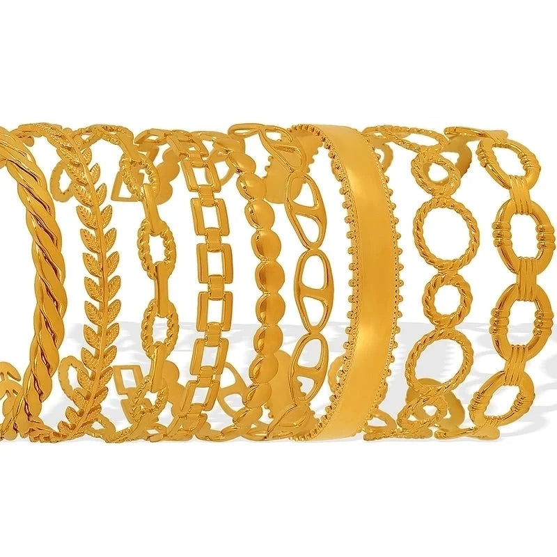 Titanium Steel 18K Gold Plated IG Style Cool Style Plating Circle Waves Bangle