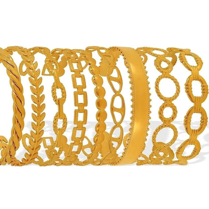 Titanium Steel 18K Gold Plated IG Style Cool Style Plating Circle Waves Bangle