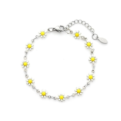 Cute Flower Stainless Steel 18K Gold Plated None Bracelets In Bulk