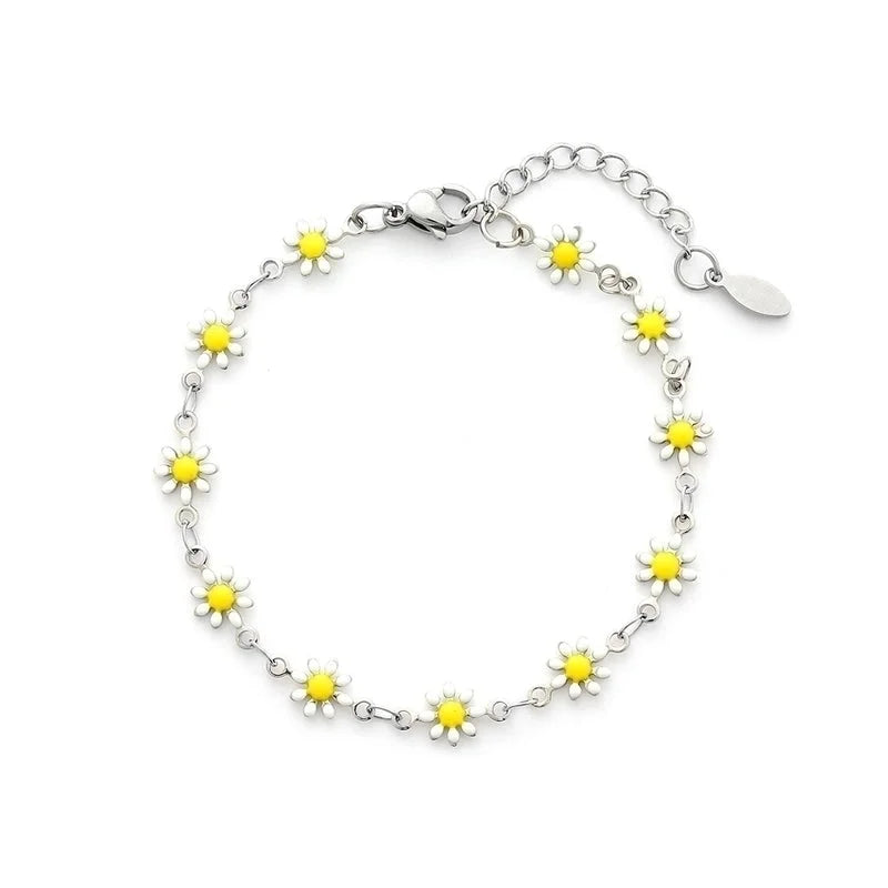 Cute Flower Stainless Steel 18K Gold Plated None Bracelets In Bulk