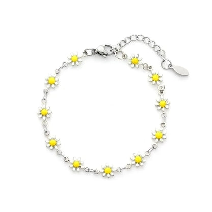 Cute Flower Stainless Steel 18K Gold Plated None Bracelets In Bulk