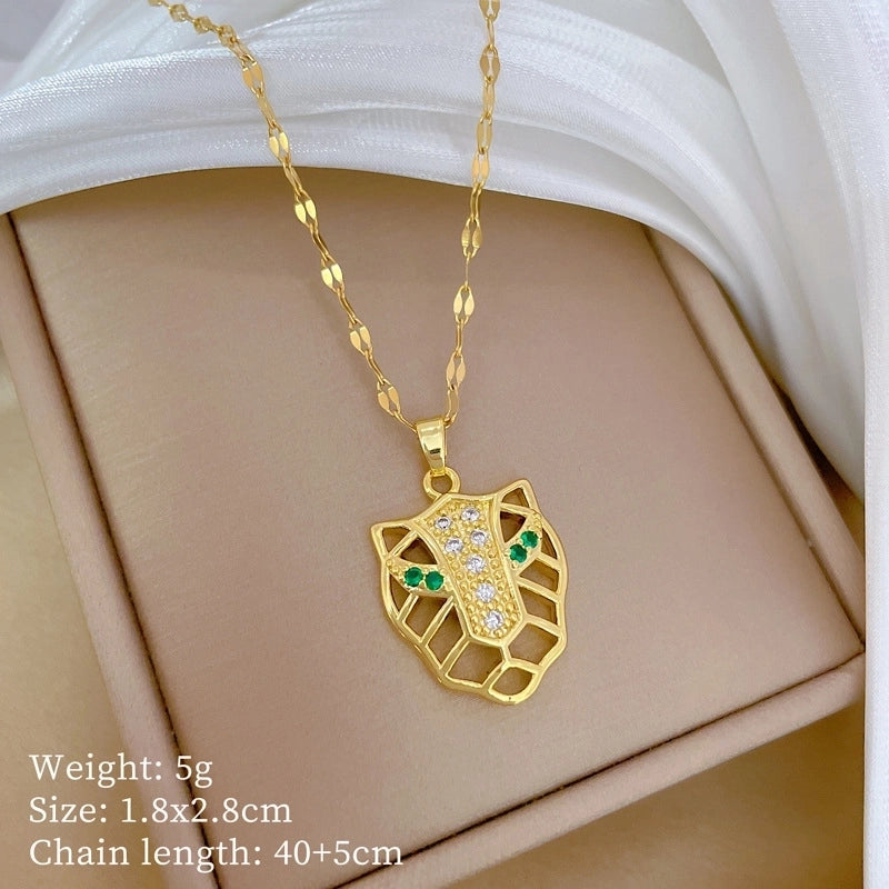 Fashion Geometric Titanium Steel Copper Plating Artificial Diamond Necklace