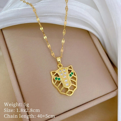 Fashion Geometric Titanium Steel Copper Plating Artificial Diamond Necklace