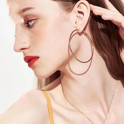 Fashion Circle Stainless Steel Plating Hoop Earrings 1 Pair