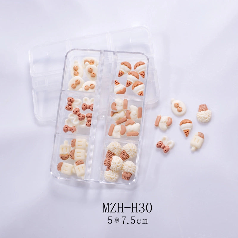 Manicure Butterfly Ornament Long Boxed Crooked Heart Cartoon Bear Bottoming Drill Christmas Bowknot Nail Ornament Ornament Mixed