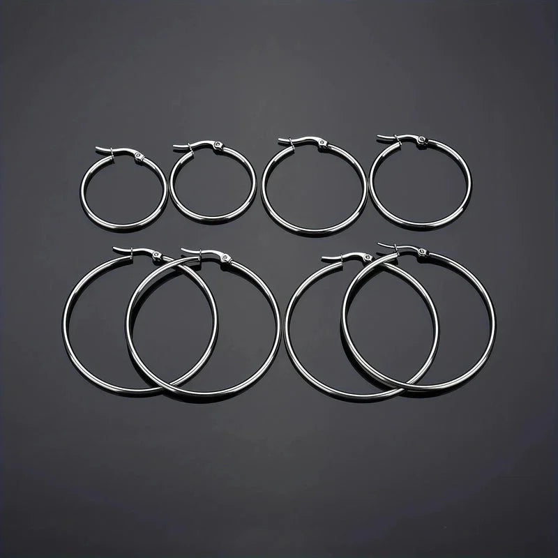 1 Pair Basic Minimalist Commute Round 304 Stainless Steel 18K Gold Plated Earrings