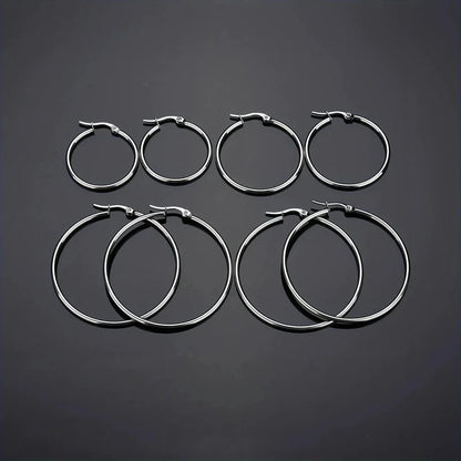 1 Pair Basic Minimalist Commute Round 304 Stainless Steel 18K Gold Plated Earrings