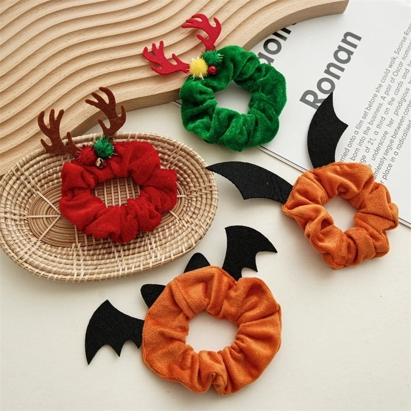 Halloween Christmas Fashion Women'S Solid Color Flannel Hair Tie