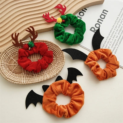 Halloween Christmas Fashion Women'S Solid Color Flannel Hair Tie