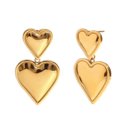 Fashion Fan-Shape Heart Leaf Bowknot Stainless Steel 18K Gold Plated Stud Earrings