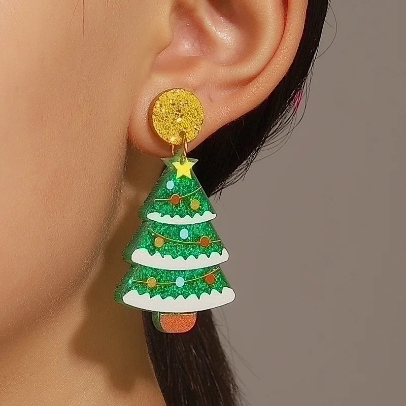 1 Pair Casual Minimalist Cactus Christmas Tree Arylic Drop Earrings